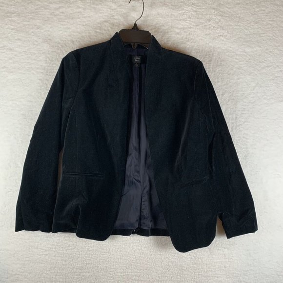 J. Crew 365 Blazer Women's 4‎ Black Velvet Pockets Long Sleeves 6609 - Picture 1 of 8